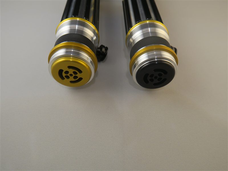 Electrum Wind Pommels - Gold Finish Left - Black Finish Right