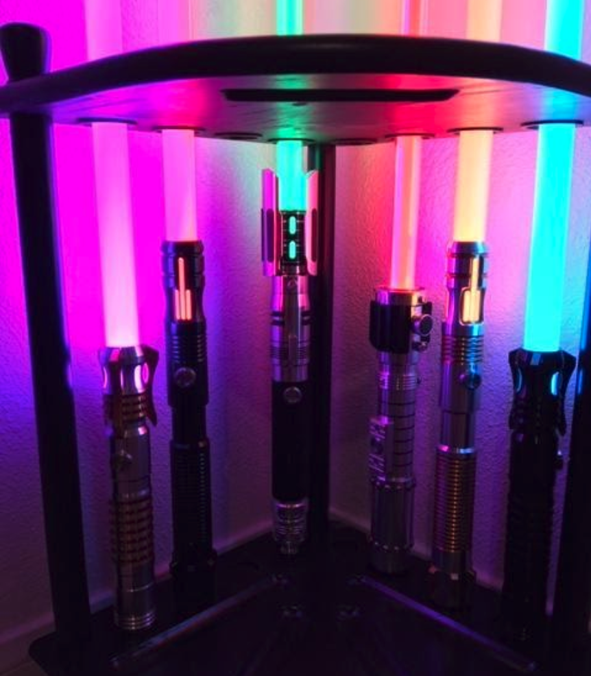Lightsabers in a stand